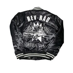 Green Day Revolution Radio Black Satin Bomber Jacket Mens XS Official Tour Merch